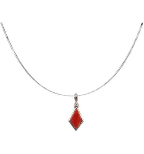 Collana siciliana con ciondolo in corallo rosso e argento